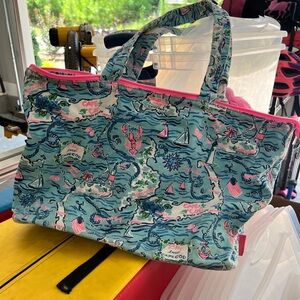 Cape Cod Themed Lilly Pulitzer Tote Bag - Blue and Pink